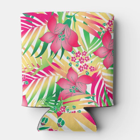 Kleurde tropische bloemen blikjeskoeler (Achterkant)