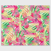 Kleurde tropische bloemen cadeaupapier (Vlak)