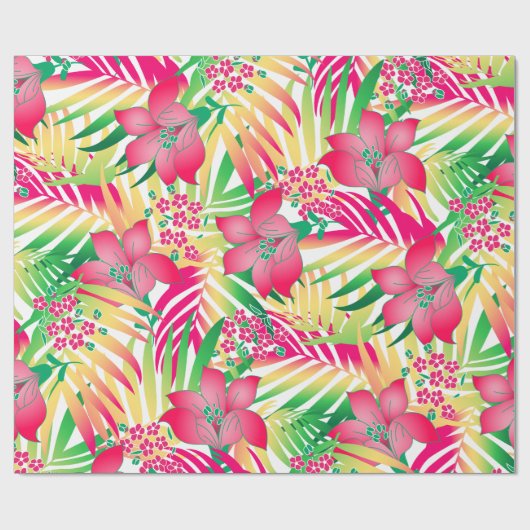 Kleurde tropische bloemen cadeaupapier (Vlak)