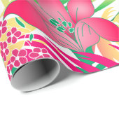 Kleurde tropische bloemen cadeaupapier (Rol Hoek)