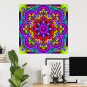 Kleurdichtheid, abstracte kaleidoscoopachtergrond poster (Thuiskantoor)