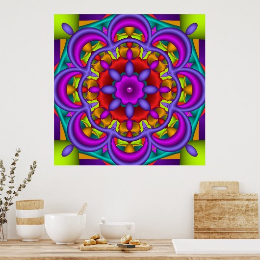 Kleurdichtheid, abstracte kaleidoscoopachtergrond poster (Keuken)