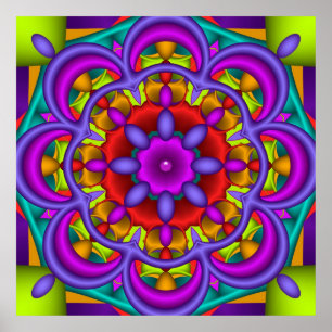 Kleurdichtheid, abstracte kaleidoscoopachtergrond poster