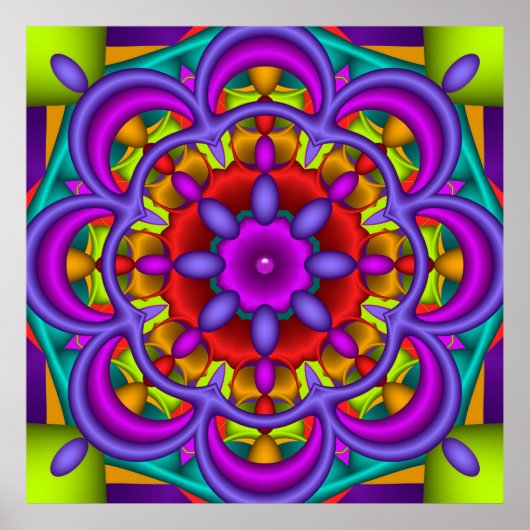 Kleurdichtheid, abstracte kaleidoscoopachtergrond poster (Voorkant)