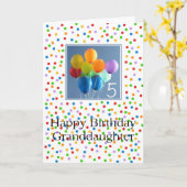 Kleurdochter 5th verjaardag gekleurde ballonnen kaart (Gele Bloem)