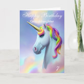 Kleurdochter van Unicorn Happy Birthday Kaart (Voorkant)