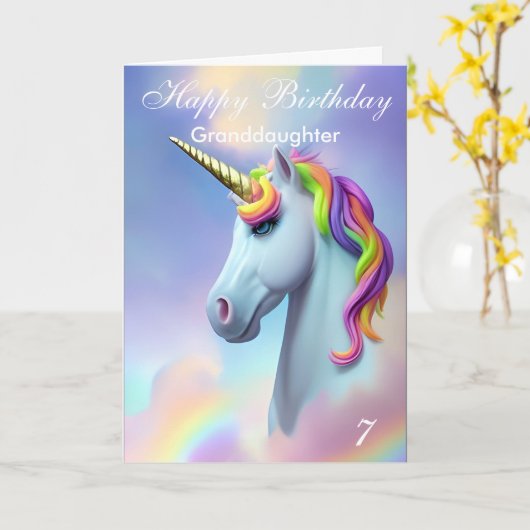 Kleurdochter van Unicorn Happy Birthday Kaart (Gele Bloem)
