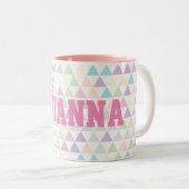 Kleurdriehoeken voor pasta's met roze aangepaste n tweekleurige koffiemok (Voorkant rechts)