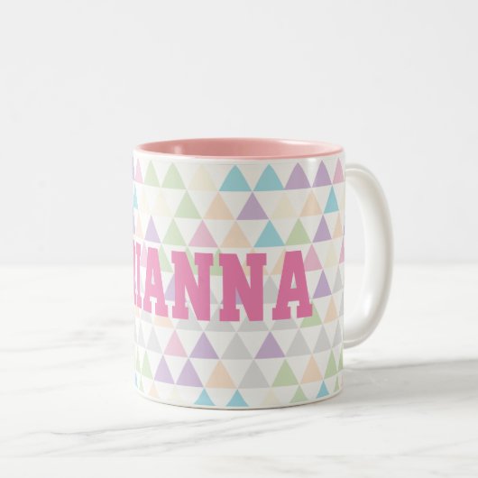 Kleurdriehoeken voor pasta's met roze aangepaste n tweekleurige koffiemok (Voorkant rechts)