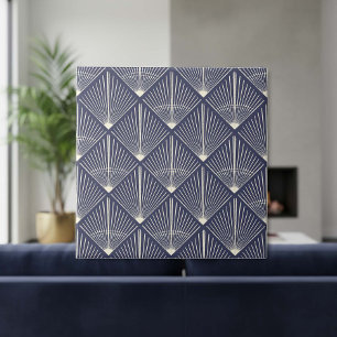 Kleuren aanpassen Art Déco ventilator lijnen marin Tegeltje