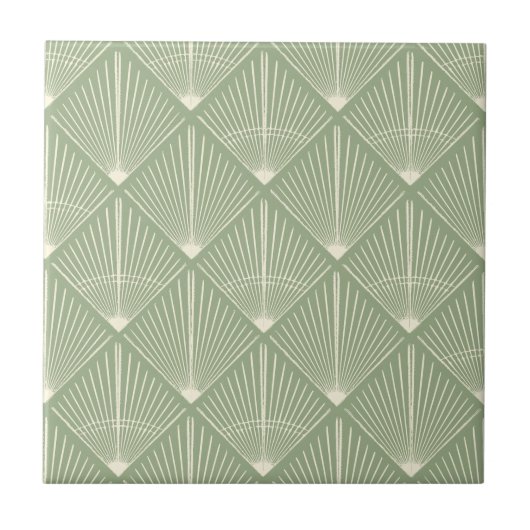 Kleuren aanpassen Art Déco Ventoranje Lijnen Sage  Tegeltje (Voorkant)