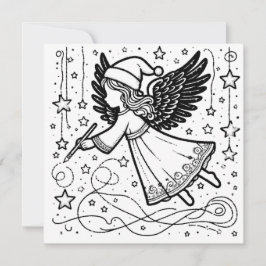 Kleuren Art Christmas Angel Feestdagenkaart