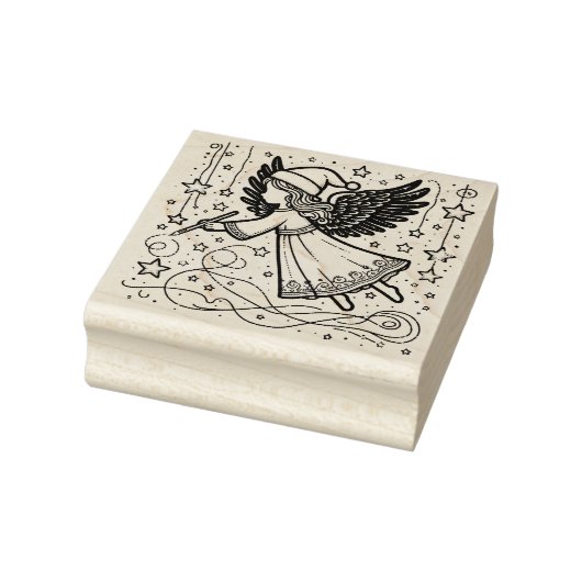 Kleuren Art Christmas Angel Rubberstempel (Stempel)