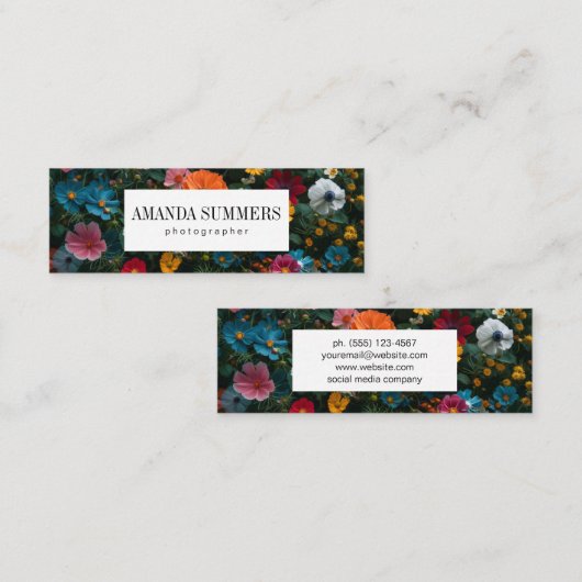 Kleuren Assorted Flowers Mini Visitekaartje (Voorkant / Achterkant)