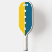 Kleuren Blauw & Maïs Geel Monogram Pickleball Paddle (Links)