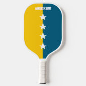Kleuren Blauw & Maïs Geel Monogram Pickleball Paddle (Achterkant)