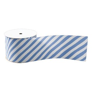  kleuren blauwe en witte diagonale strepen grosgrain lint