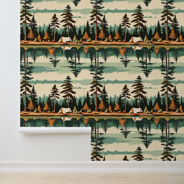  kleuren camping thema behang (Applicatie)