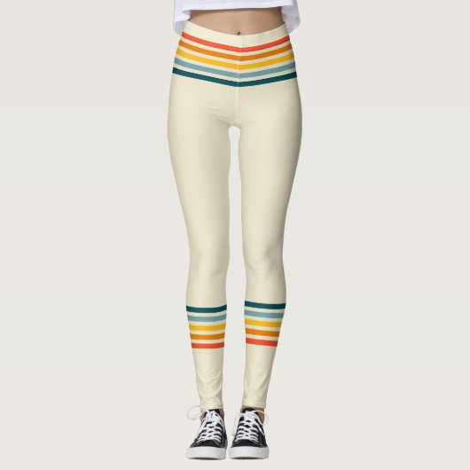 Kleuren & Crème Trendy 80's Tube Sock Stijl Leggings (Voorkant)