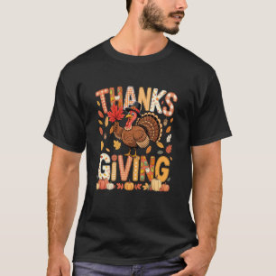 Kleuren Dankzeggings Turkije Schattig Pelgrim Herf T-shirt