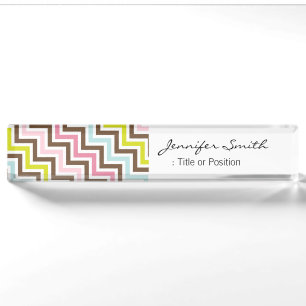 Kleuren Diagonaal Zigzag Chevron patroon Naambordje