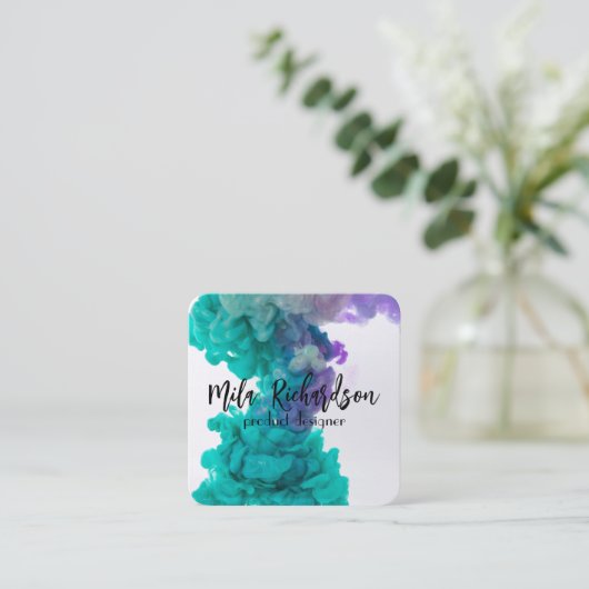 Kleuren die in water worden gemorst vierkante visitekaartje (Staand voorkant)