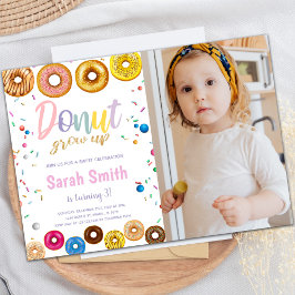Kleuren Donut Birthday-uitnodigingen met foto Kaart
