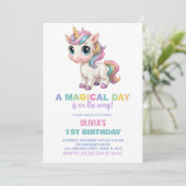 Kleuren Eenhoorn Verjaardag Uitnodigingen (Staand voorkant)