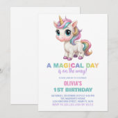 Kleuren Eenhoorn Verjaardag Uitnodigingen (Voorkant / Achterkant)