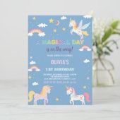 Kleuren Eenhoorns Verjaardag Uitnodigingen (Staand voorkant)