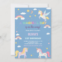 Kleuren Eenhoorns Verjaardag Uitnodigingen