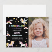 Kleuren Eenhoorns Verjaardag Uitnodigingen met fot (Voorkant / Achterkant)