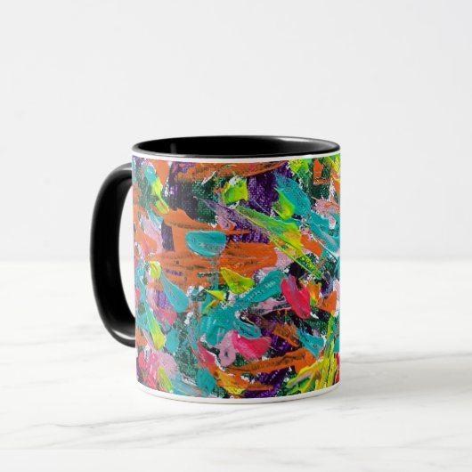 Kleuren en expressies in acrylverf mok (Voorkant links)