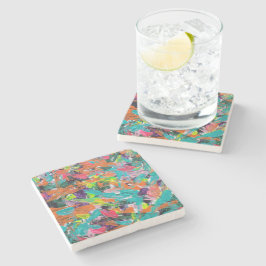 Kleuren en expressies in acrylverf stenen onderzetter