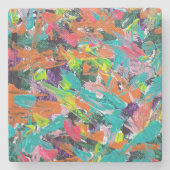 Kleuren en expressies in acrylverf stenen onderzetter (Voorkant)