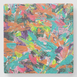 Kleuren en expressies in acrylverf stenen onderzetter