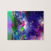 Kleuren en sterren lichten 's nachts aan legpuzzel (Horizontaal)