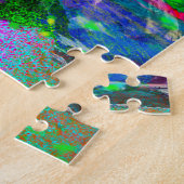 Kleuren en sterren lichten 's nachts aan legpuzzel (Zijkant)