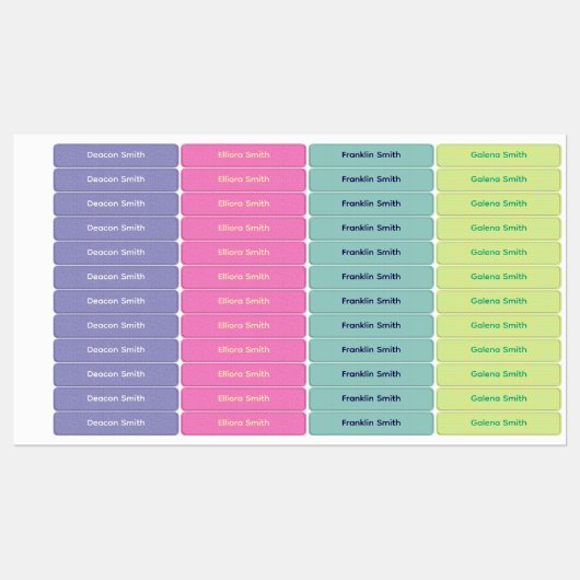 Kleuren en Textures Kinder School Labels (Vel)