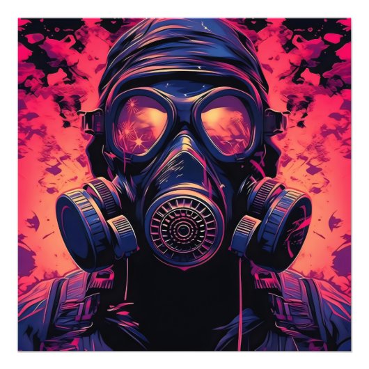  kleuren gasmasker foto afdruk (Voorkant)