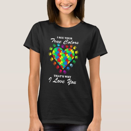 Kleuren Hart puzzelstukjes Autistisch Kinder autis T-shirt (Voorkant)