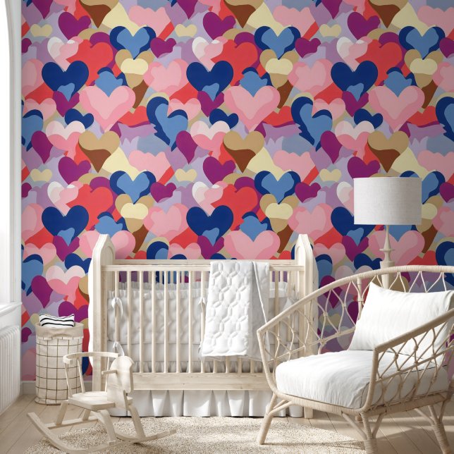 Kleuren Hartpatroon Behang (Kinderen)
