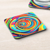 Kleuren in een psychedelische tunnel bier onderzetter (Linkerzijde)