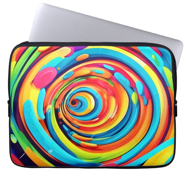 Kleuren in een psychedelische tunnel laptop sleeve (Voorkant)