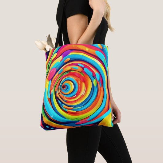 Kleuren in een psychedelische tunnel tote bag (Dichtbij)