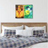 KLEUREN IN GEEL EN GROEN CANVAS AFDRUK (Insitu (Slaapkamer))