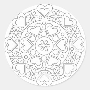 Kleuren in harten en bloemen Mandala Sticker