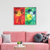 KLEUREN IN RODE EN GROENEN CANVAS AFDRUK (Insitu (Woonkamer))