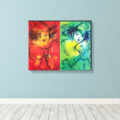 KLEUREN IN RODE EN GROENEN CANVAS AFDRUK (Insitu (Houten vloer))