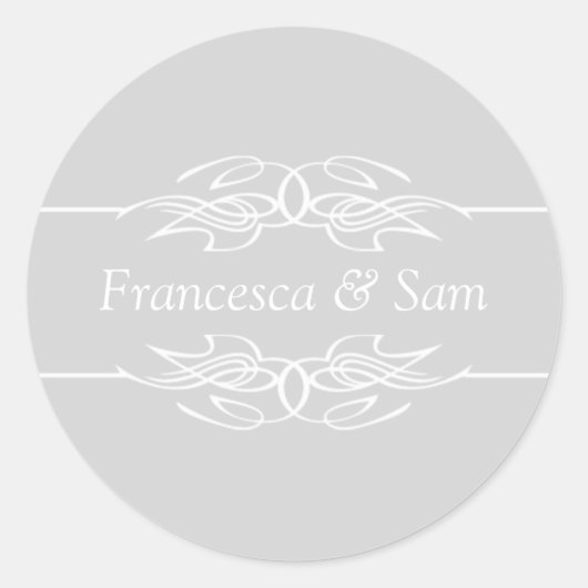 Kleuren Invitaties Licht grijs Ronde Sticker (Voorkant)